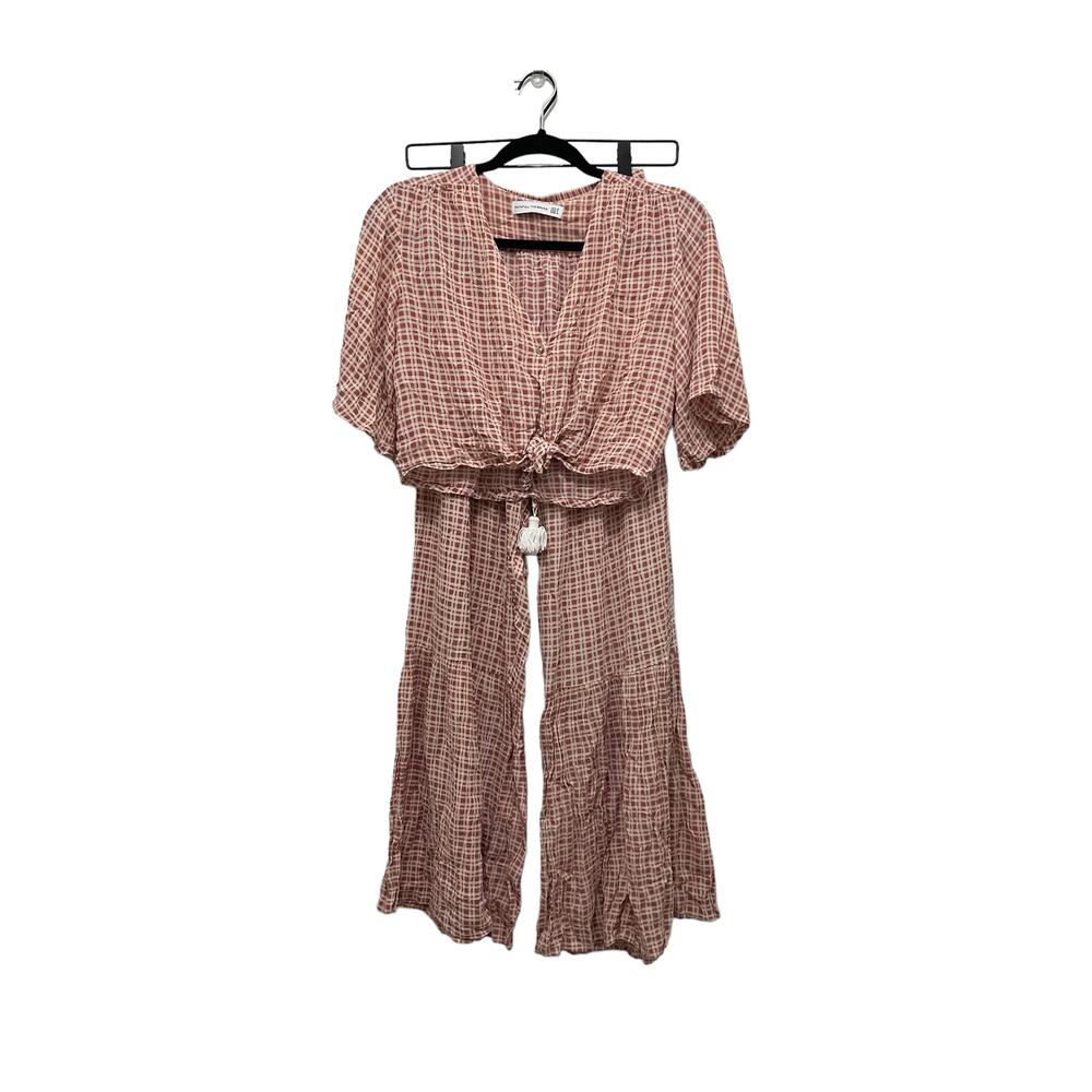 Faithful the Brand Maple Check Blouse and Bisou Pants Set